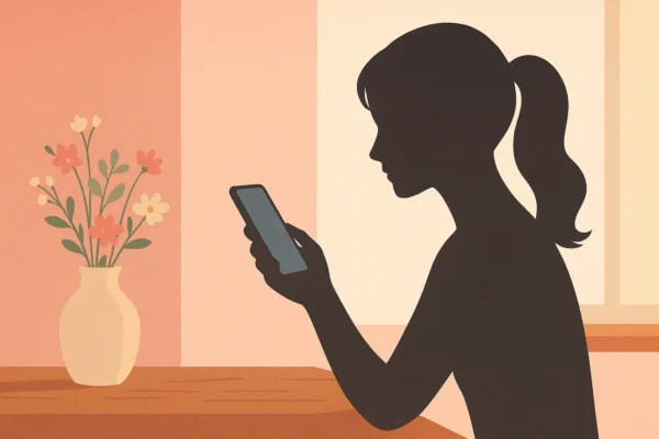 Providência divina: silhueta de mulher com um celular