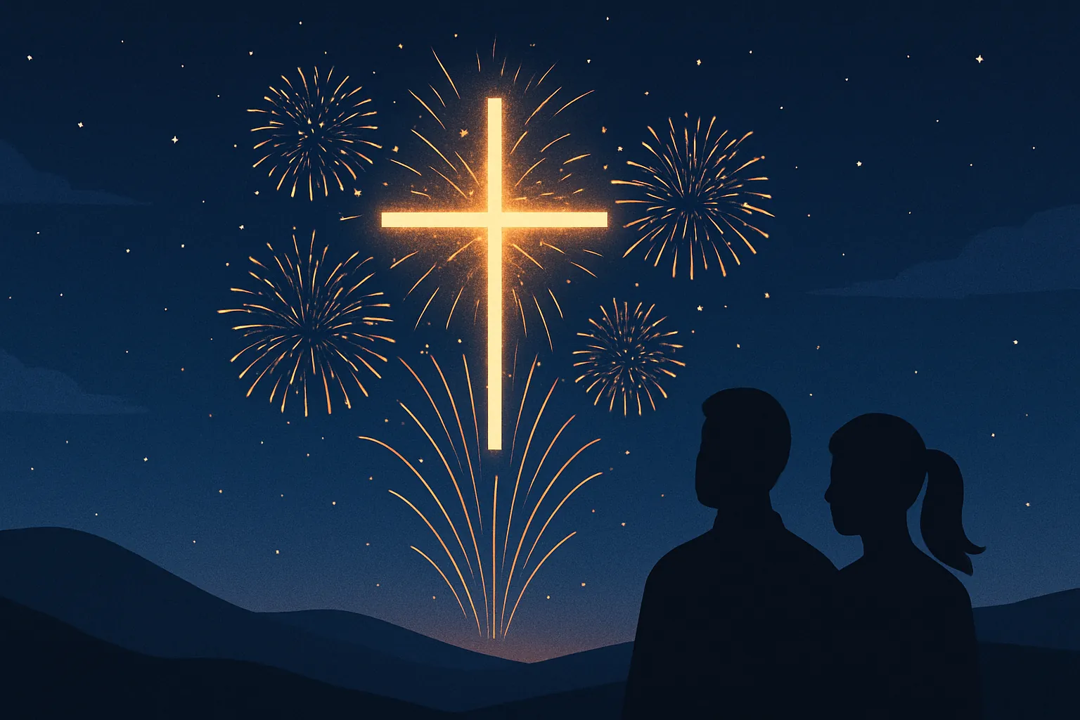 Vira Brasil 2025: fogos de artifício formando uma cruz