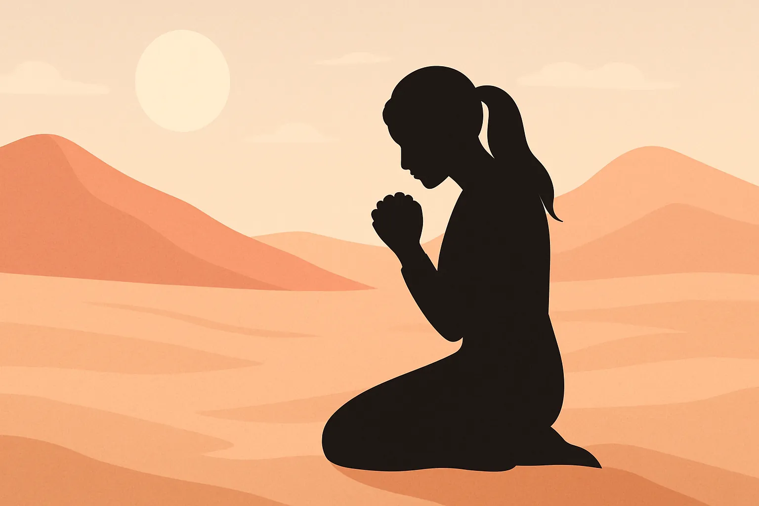 Arrependimento: mulher intercedendo no deserto