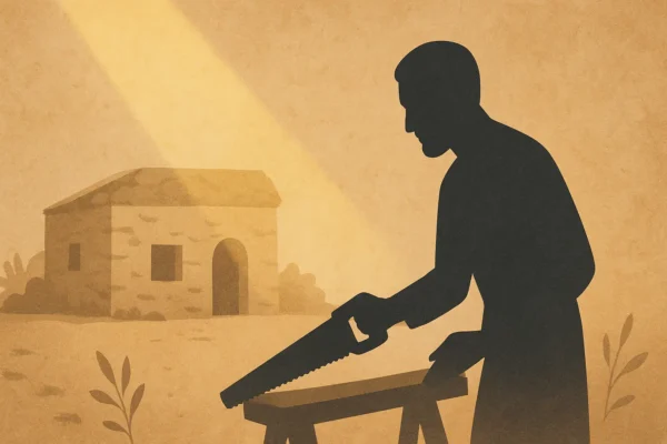 Jesus era Carpinteiro: representação de Jesus trabalhando na carpintaria