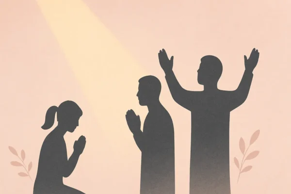 Orações apostólicas: silhuetas de pessoas orando em intercessão