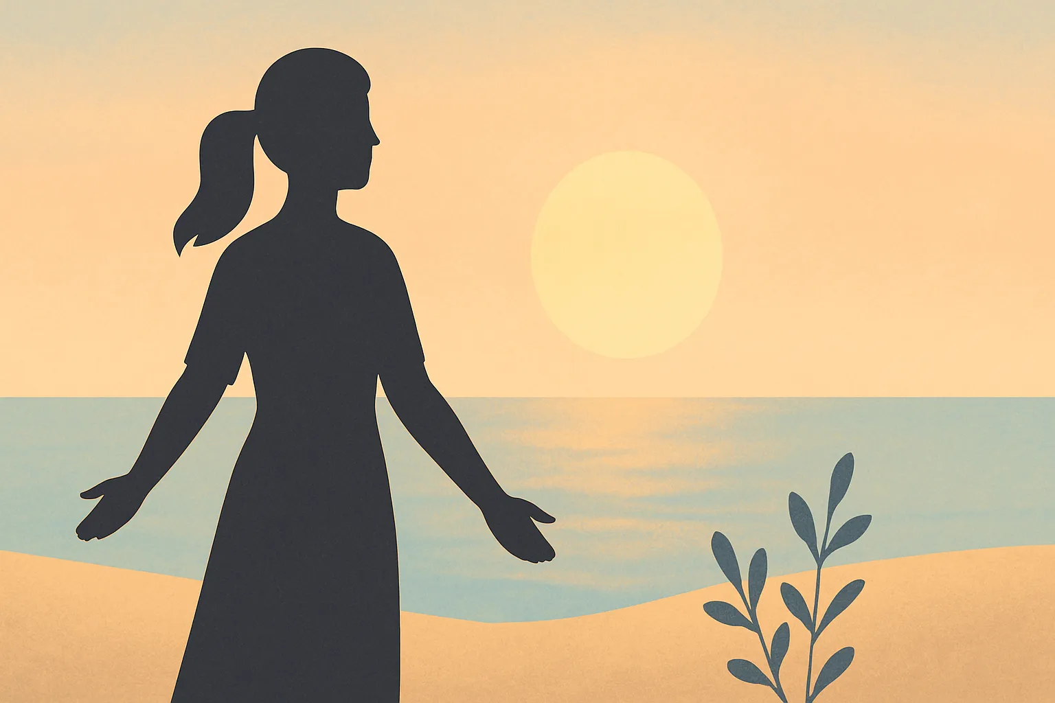 Ressurreição: silhueta de mulher olhando para o horizonte